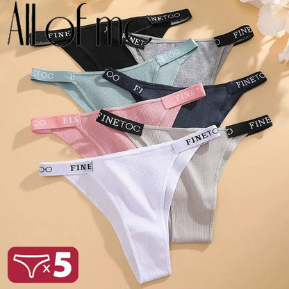 5PCS/Set Sexy Lingerie Women Cotton Panties Finetoo Letter Low Waist Female Briefs Underwear Comfort Underpants Women Intimates by All Mart Bristol Ltd