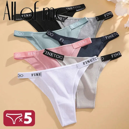5PCS/Set Sexy Lingerie Women Cotton Panties Finetoo Letter Low Waist Female Briefs Underwear Comfort Underpants Women Intimates by All Mart Bristol Ltd