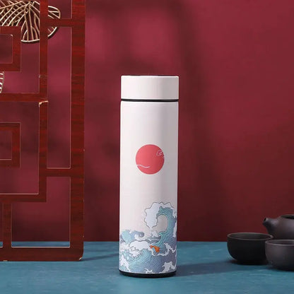 Thermal Mug Water Bottle Thermos Chinese Style Ins Illustration Vacuum Flask Stainless Steel Display Temperature Water Cup 500ML by All Mart Bristol Ltd