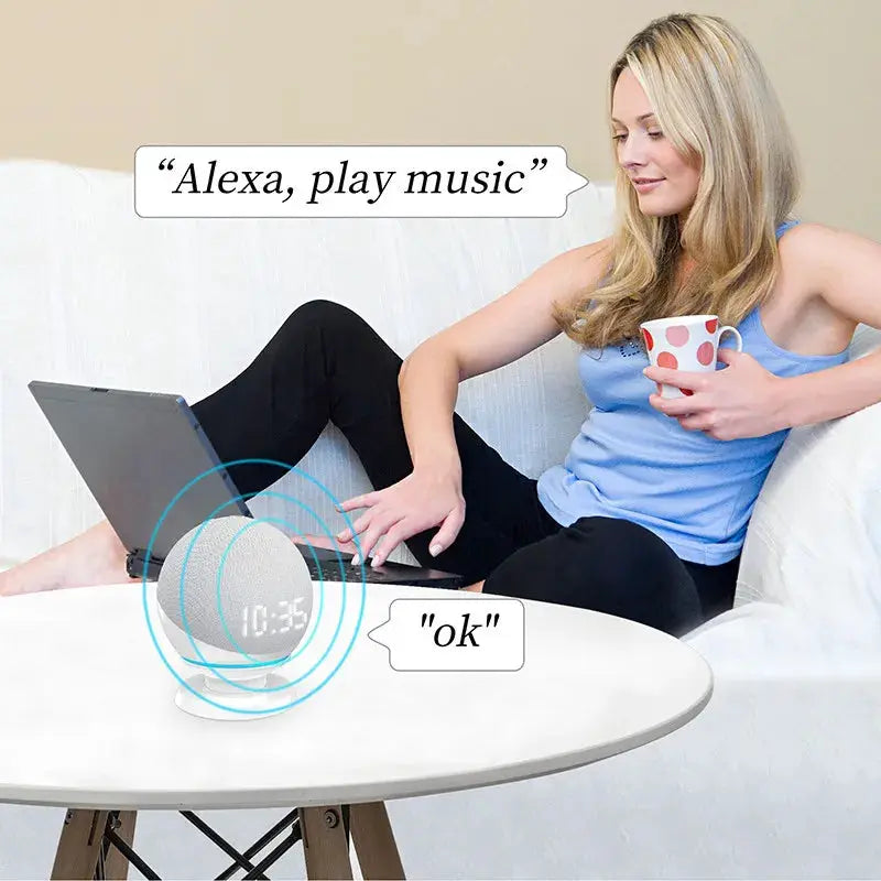 Table Mount Stand Desktop Holder for Echo Dot Max 5th 4th Gen Space-Saving Solution for Smart Home Speakers Hide Messy Wires by All Mart Bristol Ltd