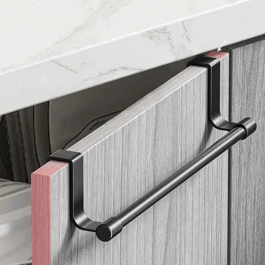 Towel Rod Steel Metal Wire Over Cabinet Towel Rack Storage Organizer Bathroom Door Hanging Towel Rack Punch-free Rag Hanger by All Mart Bristol Ltd