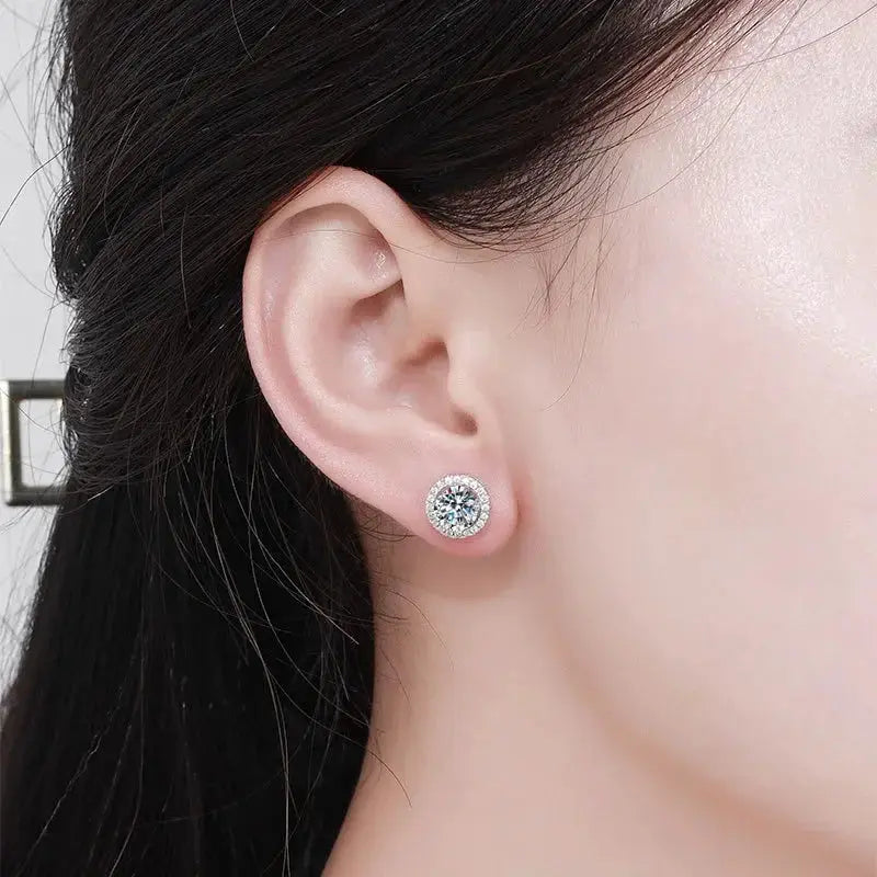 NeeTim Moissanite Stud Earrings for Women S925 Sterling Silver White Gold Plated Diamond Earring Ear Studs Wedding Fine Jewelry by All Mart Bristol Ltd