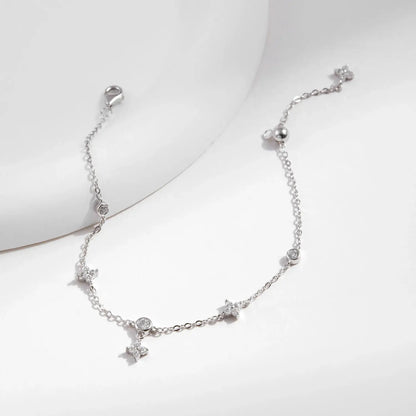 MODIAN Sparkling CZ Bracelet 925 Sterling Silver Delicate Four Leaf Clover Charm Bracelet For Women Fine Jewelry Vacation Gift by All Mart Bristol Ltd