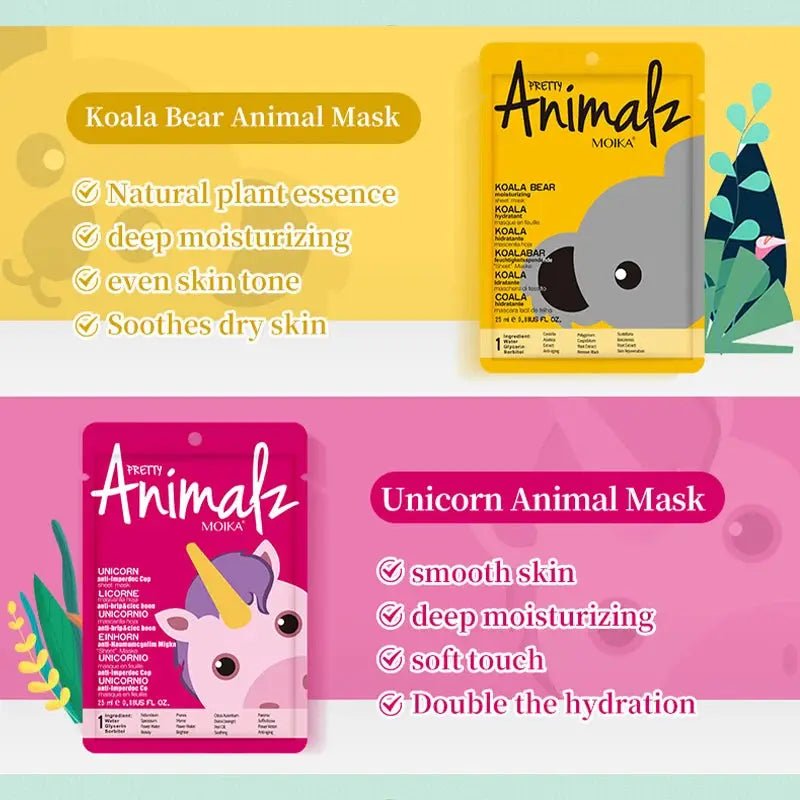 1 Pcs Animal Moisturizing Face Mask hydrating Facial Mask Collagen Hyaluronic Acid Sheet Masks Skin Care Facial Care Products by All Mart Bristol Ltd