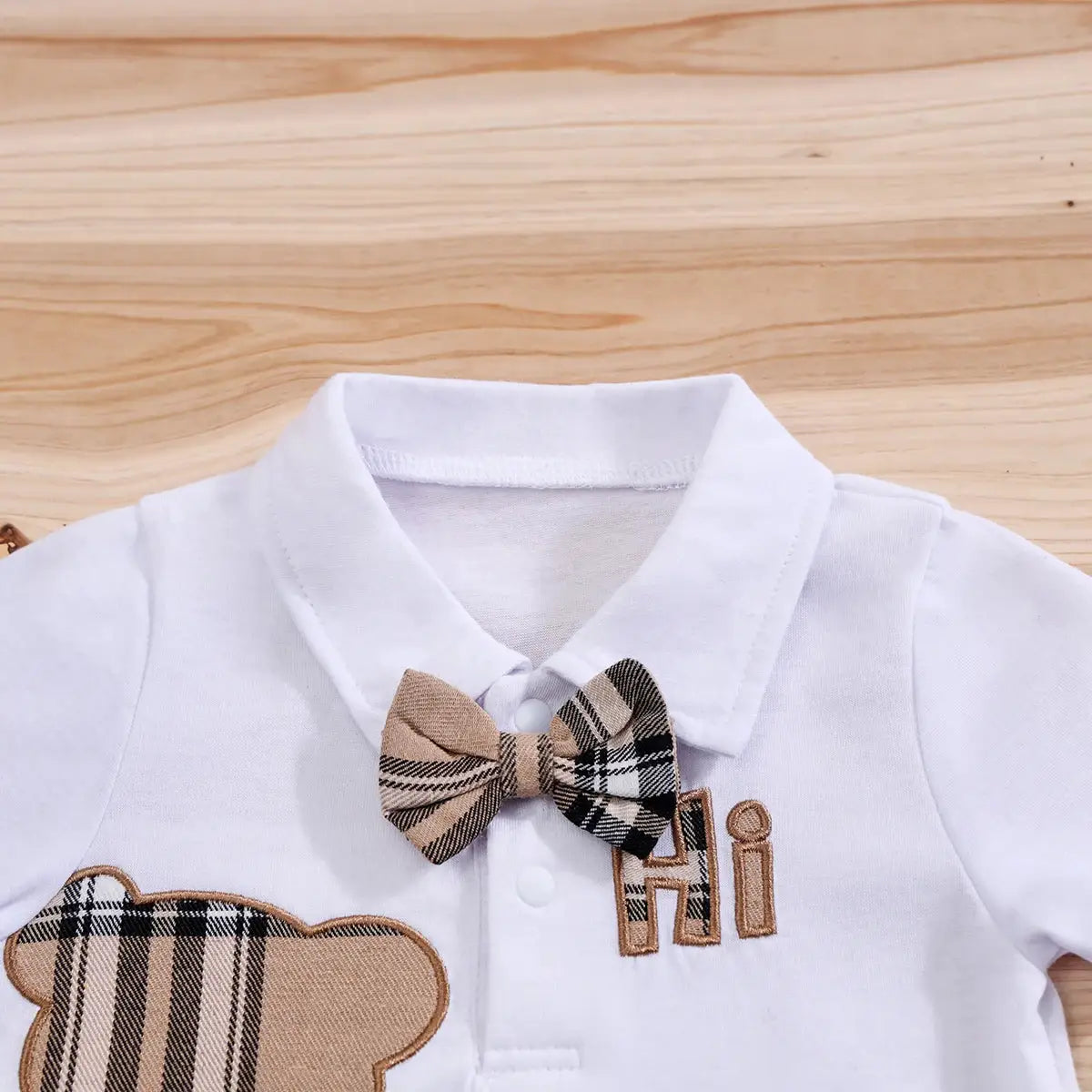 2PCS IURNXB Baby Clothes Sets Short Sleeve Boys Infant Plaid Bear Bodysuit+Suspenders Trousers Set Overall Newborn Outfits 1-18M by All Mart Bristol Ltd