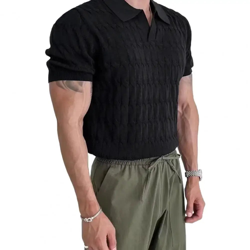 Men T Shirt Solid Color Striped O-neck Short Sleeve Streetwear Casual Men Clothing Summer 2023 Fitness Fashion Tee Tops by All Mart Bristol Ltd