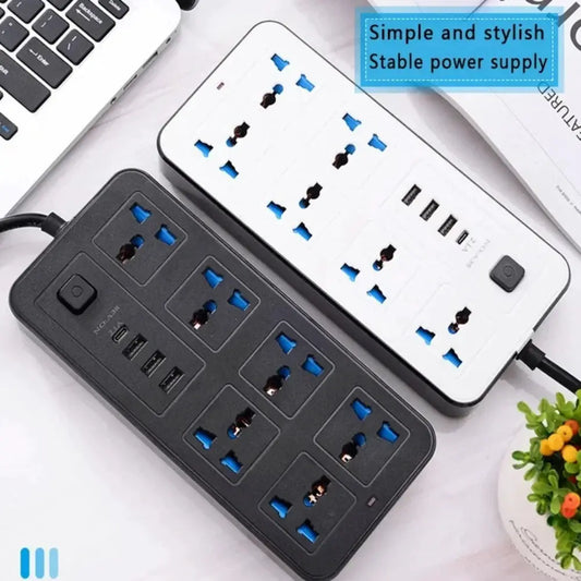 Power Multi Tap Universal Plug EU US UK Outlet Power Strip with 1.8m Extension Cord AC Type C USB Port Charge Electrical Socket by All Mart Bristol Ltd