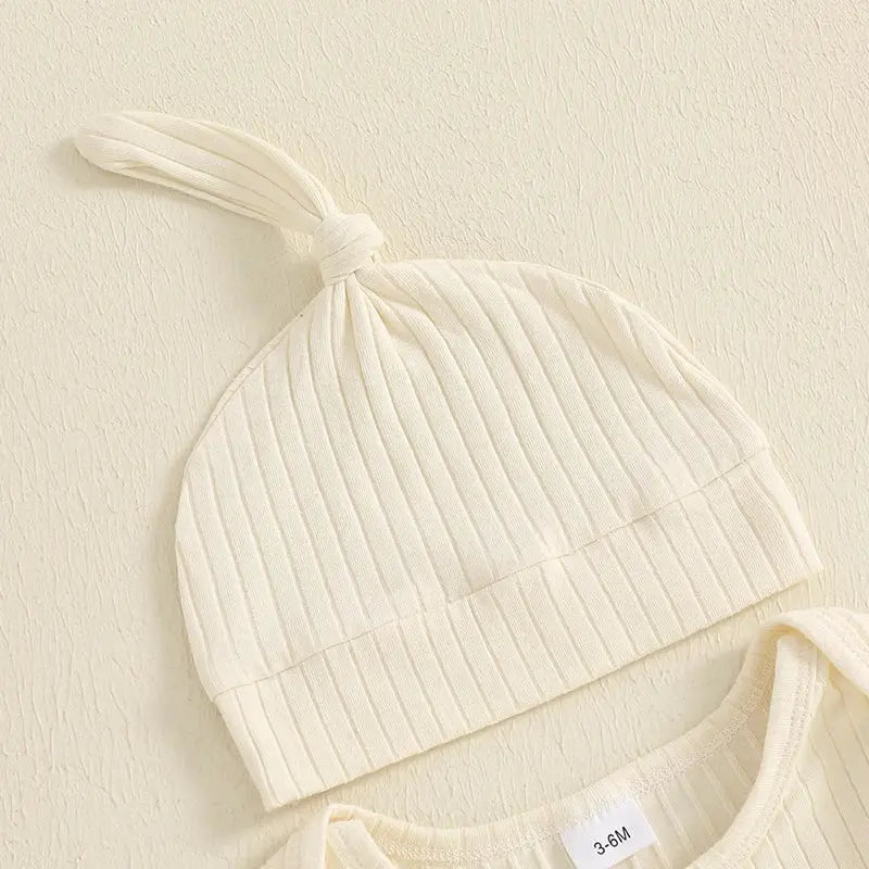 Newborn Baby Boy Fall Clothes Set Casual Letter Embroidery Long Sleeve Ribbed Romper Jumpsuit and Hat 2Pieces Set for Infants by All Mart Bristol Ltd