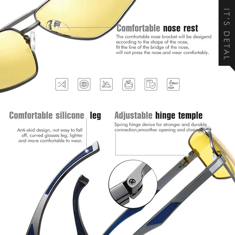 LIOUMO Intelligent Photochromic Sunglasses Men Polarized Night Vision Goggle Women Anti-Glare Driving Glasses UV400 gafas de sol by All Mart Bristol Ltd