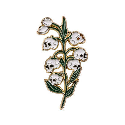 Punk Skull Flower Enamel Pins Women's Brooches Men Lapel Pins Badge on Backpack Costume Accessories Halloween Jewelry Gift by All Mart Bristol Ltd