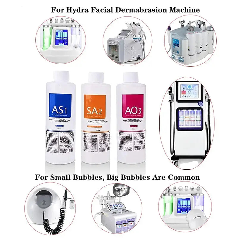 Facial Skincare Face Serum AS1 SA2 AO3 Aqua Peel Solution For Facial Machine Skin Deep Cleaning 400ml Kit of 3 Serums by All Mart Bristol Ltd