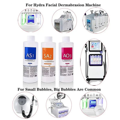 Facial Skincare Face Serum AS1 SA2 AO3 Aqua Peel Solution For Facial Machine Skin Deep Cleaning 400ml Kit of 3 Serums by All Mart Bristol Ltd