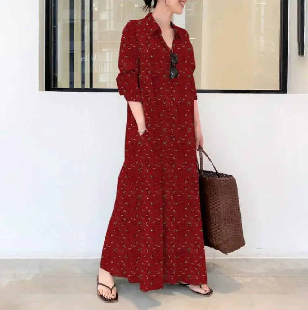 Fashion Cotton Linen Women Dress Maxi Ethnic Style Streetwear Elegant Vestidos Casual Vintage Loose Long Dresses Woman Clothes by All Mart Bristol Ltd
