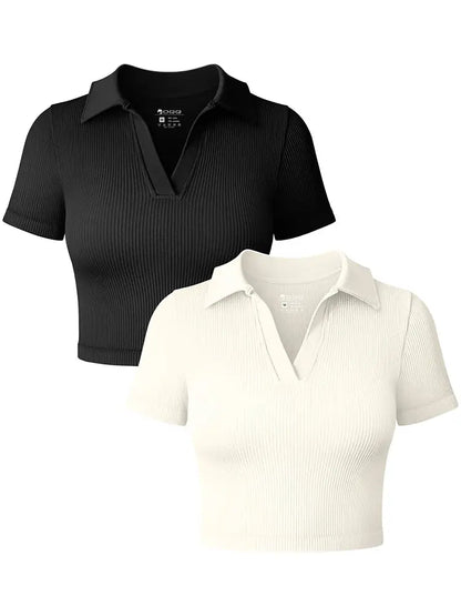 Women's T Shirt Sexy Short Sleeved Polo Shirt Casual Sports Tennis Shirt Tight Fit Fitness Yoga Top Ladies top by All Mart Bristol Ltd