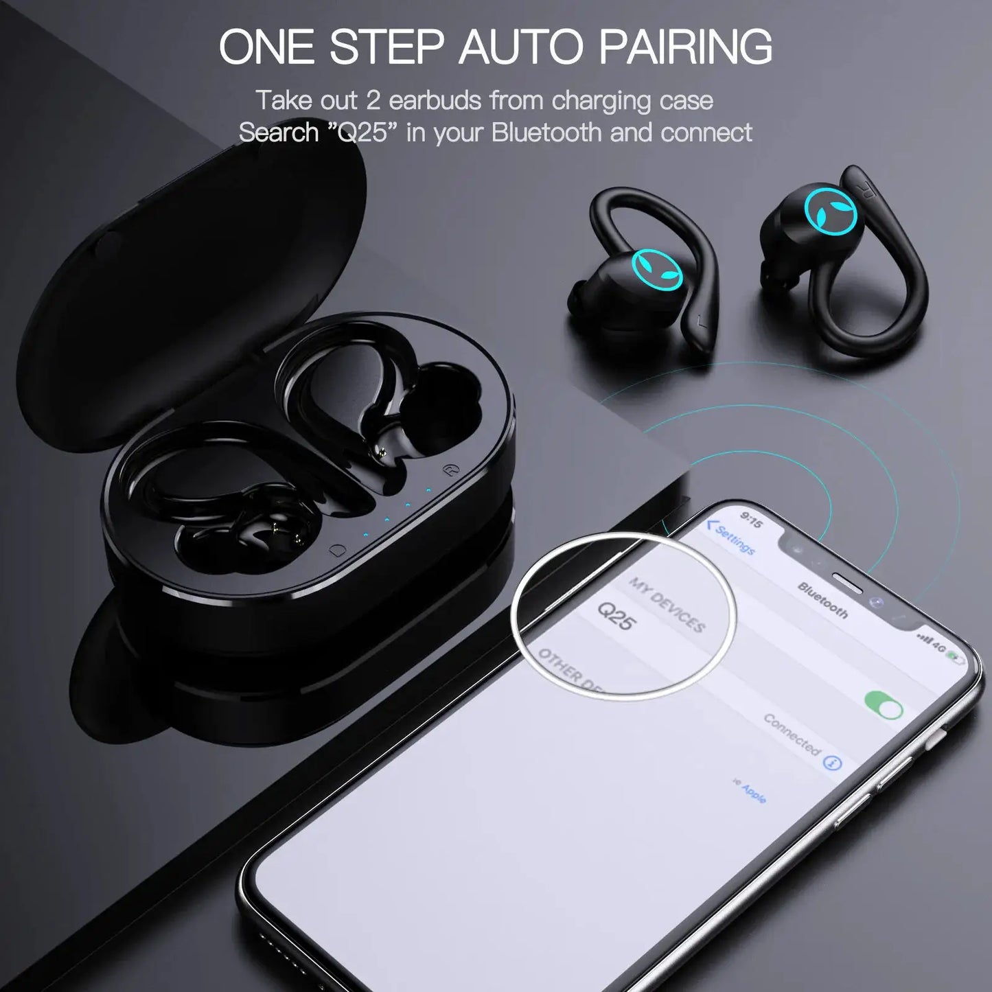 Bluetooth Headset Wireless Sports Headphones TWS Bluetooth 5.4 Earphones Ear Hook Running Stereo Earbuds With EMC Mic Waterproof by All Mart Bristol Ltd