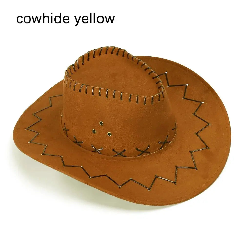 Women Men Cowboy Hat Western Suede Cowgirl Hats Fashion West Fancy Dress Party Headwear Unisex Cap by All Mart Bristol Ltd