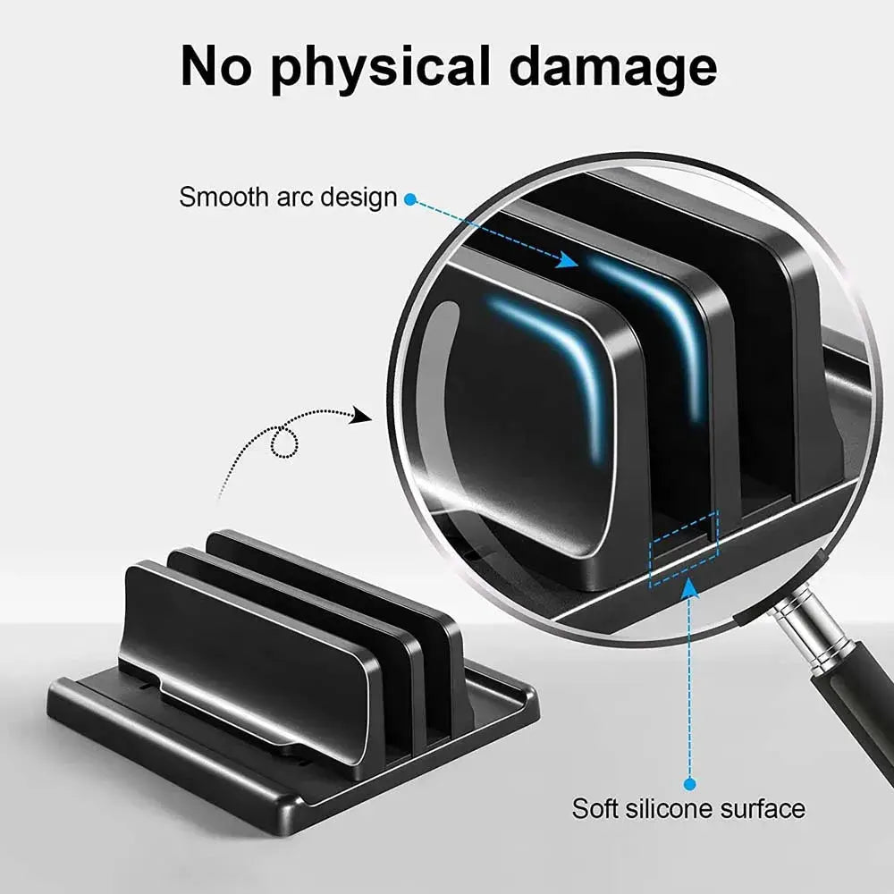 Dual-Slot Vertical Laptop Stand Holder Adjustable Double Desktop Notebook Dock Space-Saving for MacBook HP Dell Chrome Book iPad by All Mart Bristol Ltd