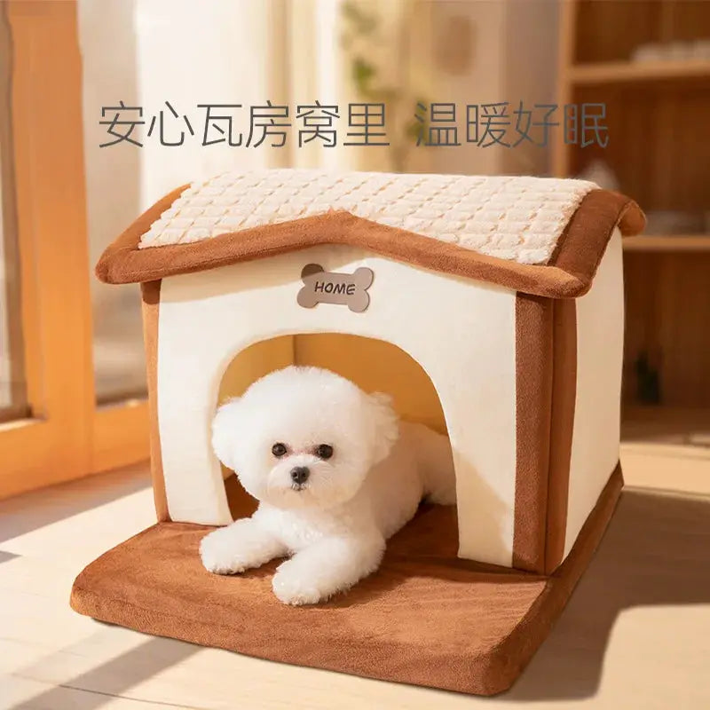 Dog Kennel House Four Seasons General Winter Warm Small Dog Detachable Removable Mobile Washing Cat Kennel Pet Supplies by All Mart Bristol Ltd