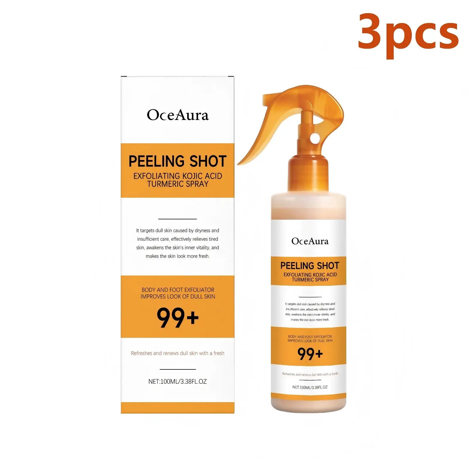 OceAura Peel Shot Kojic Acid Turmeric Spray Dead Skin Remover Smooth Body Exfoliant Improve Dullness Refreshing Hydrating Spray by All Mart Bristol Ltd