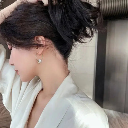Real Gold Plated Korea Hot Selling Fashion Jewelry Round Zircon Beads Swivel Earrings Luxury Women's Prom Party Accessories by All Mart Bristol Ltd