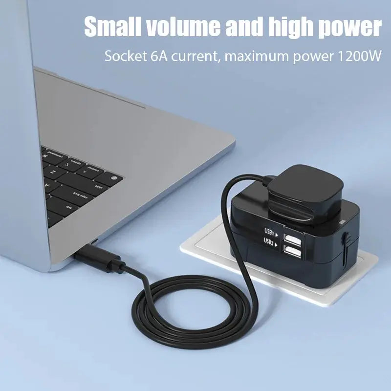 Portable Universal Travel Adapter with 2 USB Ports 2.1A Fast Charger All-in-one Travel Adapter EU/UK/USA/AUS Plug for Travel by All Mart Bristol Ltd