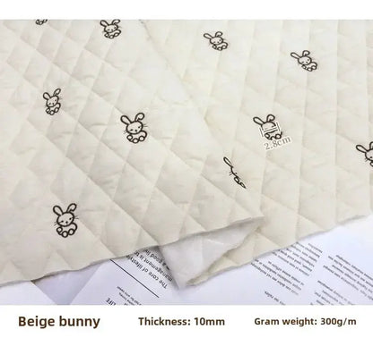 Cartoon Fabric Rhombus Bow Embroidery Padded Thermal Fabric Lined Children's Clothing Fabrics Soft by All Mart Bristol Ltd