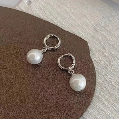 Stainless Steel Fashion Pearl Drop Earrings Buckle Women's Round Hoop Earrings Ladies Accessories Wedding Jewelry Free Shipping by All Mart Bristol Ltd