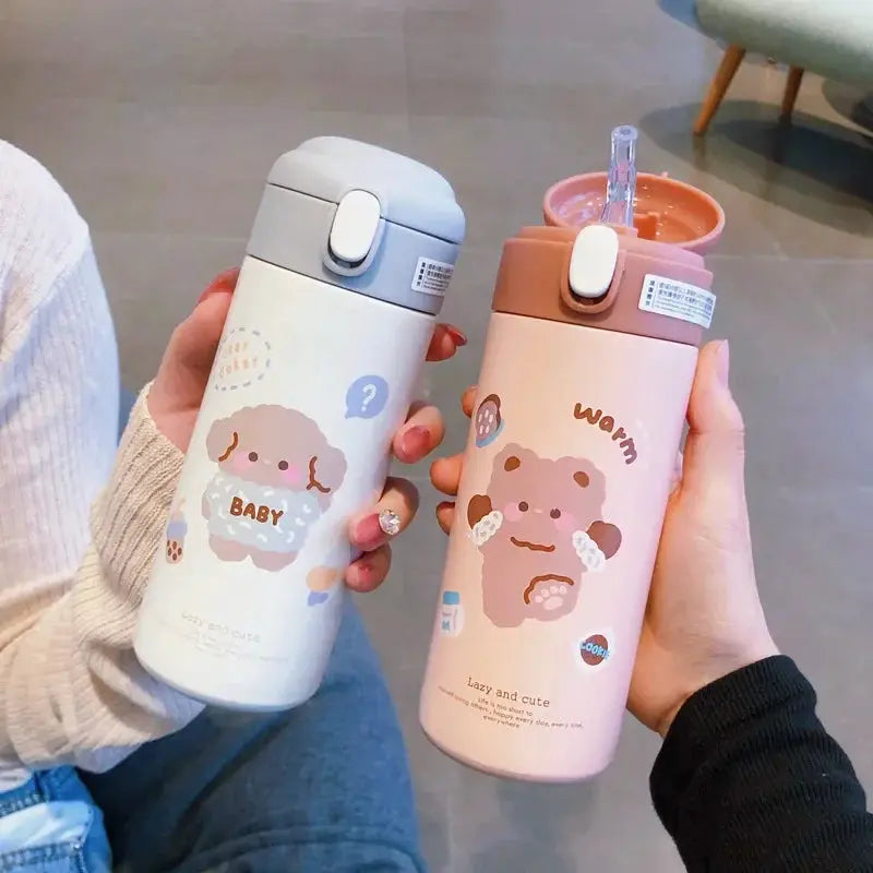 380ML Thermos Vacuum Flask Cute Cartoon 304 Stainless Steel Thermal Water Bottle Insulated Straw Cups Tumbler Drinkware by All Mart Bristol Ltd
