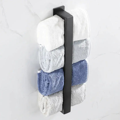 Black Stainless Steel Towel Holder No Drill Wall Shower Towel Shelf Kitchen Towel Hanger Rail Bathroom Towel Rack Self Adhesive by All Mart Bristol Ltd