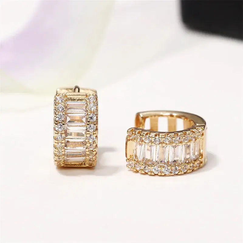 Huitan Fashion Women's Hoop Earrings with Sparkling Cubic Zirconia Fancy Female Ear Accessories Good Quality Wholesale Jewelry by All Mart Bristol Ltd