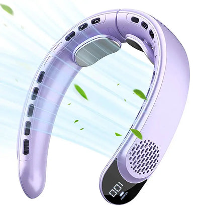 New Quad-Core USB Neck Fan Turbine Vaneless Design Easy Control 4000mAh Digital display for Outdoor Portable Fan Summer Gift by All Mart Bristol Ltd