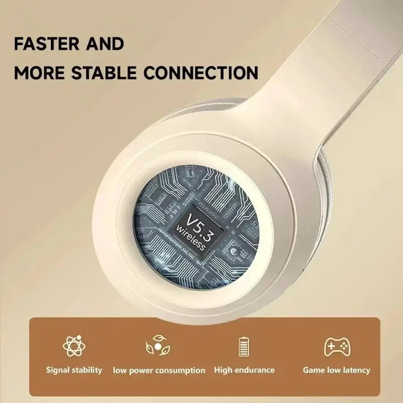 9D Surround Bass Headsets Wireless Bluetooth 5.3 Headphones Over Ear Noise Reduction Sports Gaming Earphone with HD Mic Handfree by All Mart Bristol Ltd