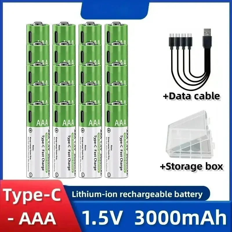 2025NEW Lithium-Ion Battery Type-C Rechargeable High-Capacity Battery AA&AAA Battery For remote control, mouse, electric toys by All Mart Bristol Ltd