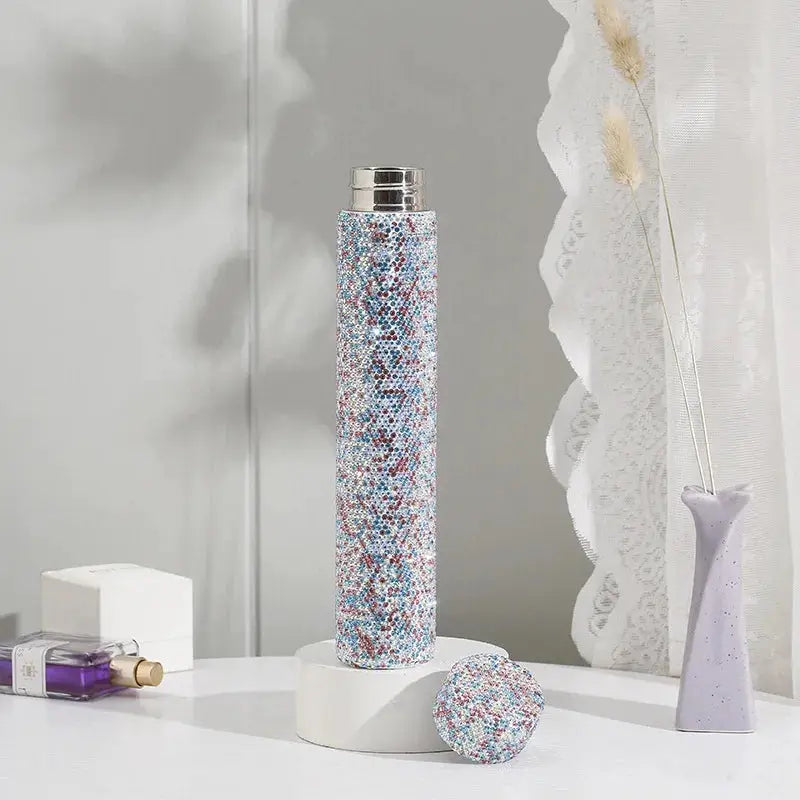 Creative Bling Slender Vacuum Flask Stainless Steel Water Bottle Tumbler Thermos Rhinestone Travel Portable Insulated Cup Mug by All Mart Bristol Ltd