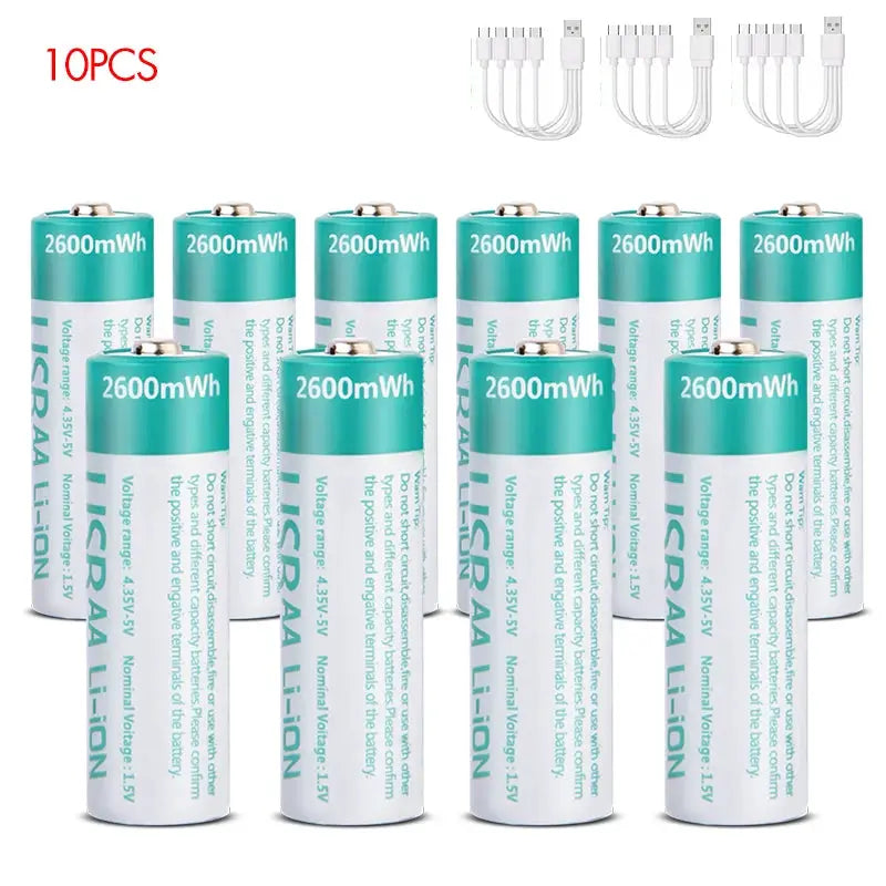 kuugro USB 1.5V 2600mWh AA Rechargeable Battery Type-C Rechargeable aa Lithium Battery for Remote Control Electric Toys Mouse by All Mart Bristol Ltd