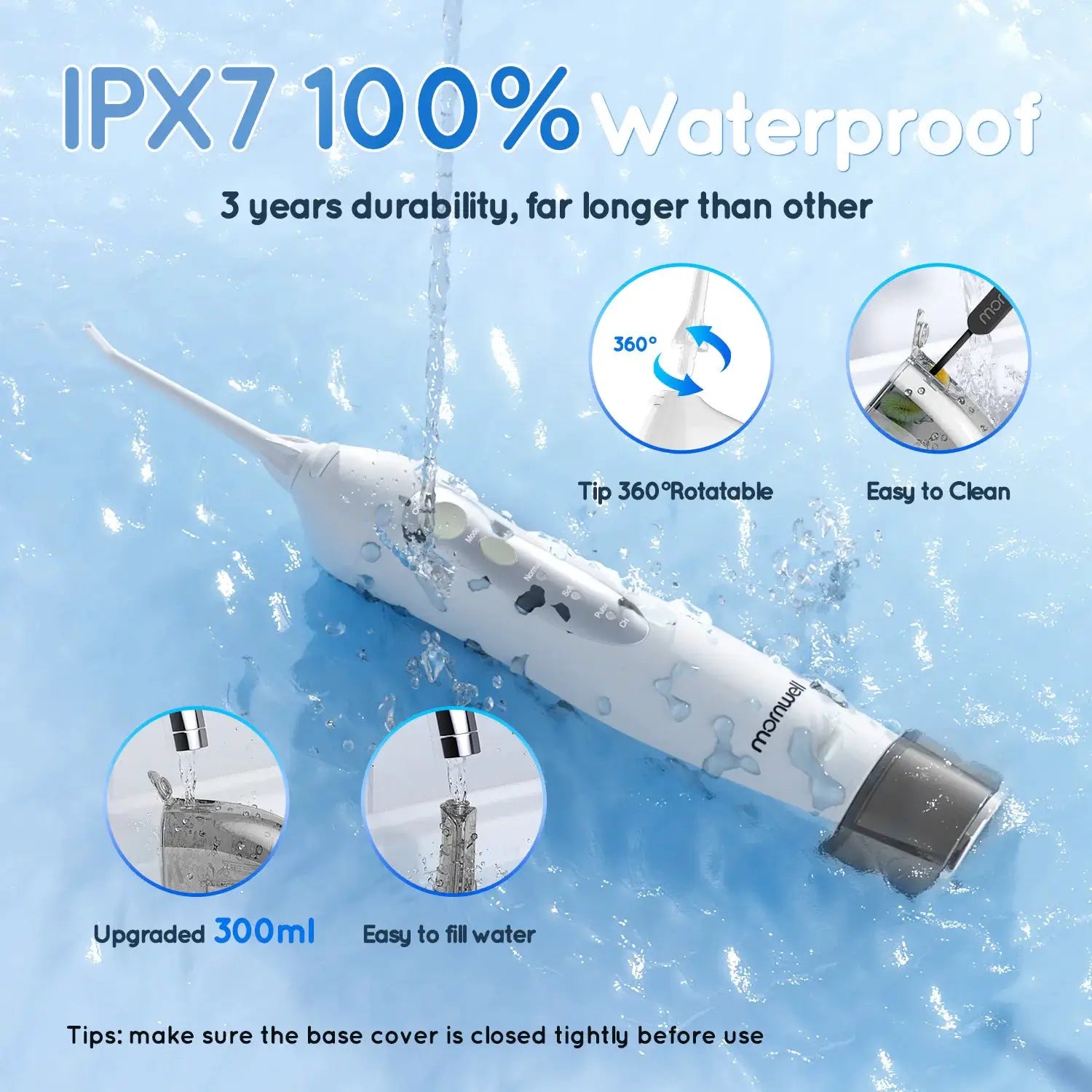 D52 Portable Cordless Water Flosser USB Rechargeable Water Jet Floss Tooth Pick 4 Jet Tip 300ml 3 Modes Teeth Clean for Travel by All Mart Bristol Ltd
