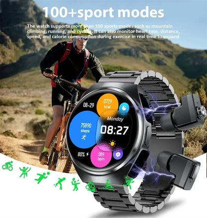 For Man Women New 2 in 1 Smart Watch With Earbuds Smartwatch TWS Bluetooth Earphone Heart Rate Blood Oxygen Monitor Sports Watch by All Mart Bristol Ltd