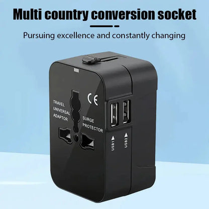 Portable Universal Travel Adapter with 2 USB Ports 2.1A Fast Charger All-in-one Travel Adapter EU/UK/USA/AUS Plug for Travel by All Mart Bristol Ltd