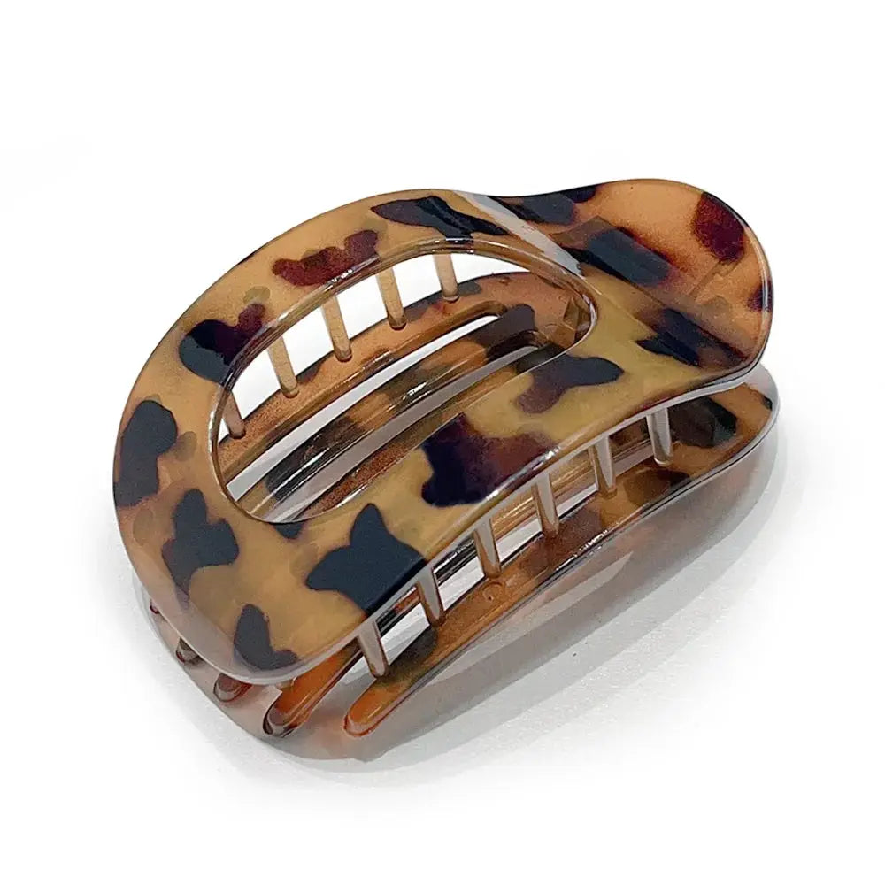 Fashion Oval Hair Claw Clip for Women New Design Leopard Matte Curved Flat Styling Barrettes Acrylic Lying Down Hair Accessories by All Mart Bristol Ltd