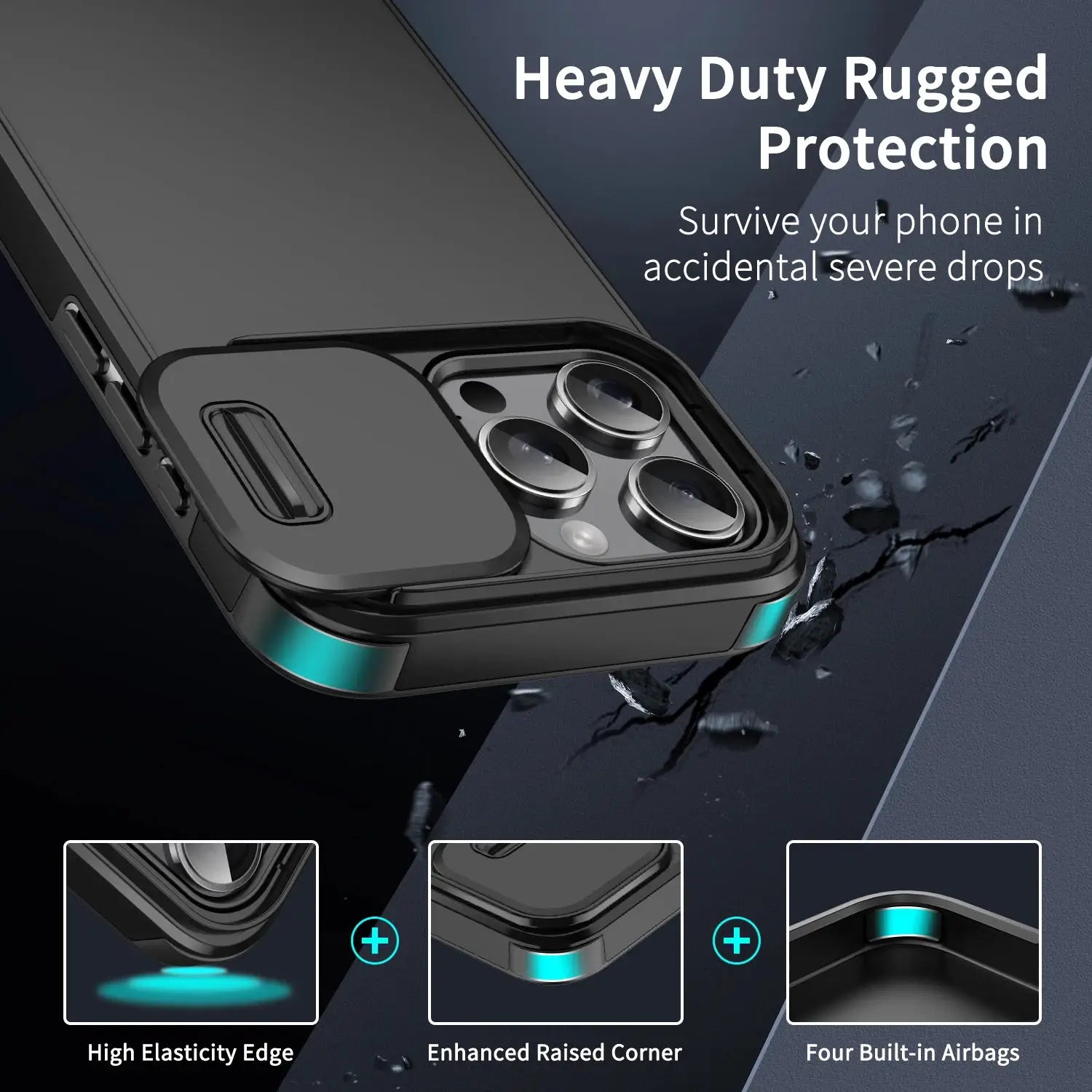 Shockproof Case For iPhone 15 14 13 12 11 16 17 Pro Max 15 Plus 16E Cover Slide Camera Protective Cases For iPhone 17 Air 17Pro by All Mart Bristol Ltd