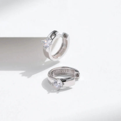 MODIAN Round Moissanite Ear Buckles Lab Diamond 925 Sterling Silver Engagement & Wedding Hoop Earrings for Women Jewelry Gifts by All Mart Bristol Ltd
