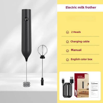 2in1 Milk Frother USB Rechargeable Electric Egg Beater Whisk Coffee Mixer Double Heads Milk Frothers Baking Stirrer Food Blender by All Mart Bristol Ltd