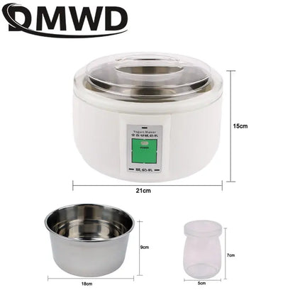 1.5L Electric Yogurt Maker Fermenter Automatic Multifunction Stainless Steel Liner Natto Rice Wine Pickle Machine 7 Yoghurt Cups by All Mart Bristol Ltd