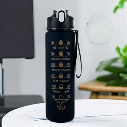 750ML Large Capacity Water Bottle Portable Plastic Clear Drink Bottle with Time Marker Motivational Sports Water Cup by All Mart Bristol Ltd