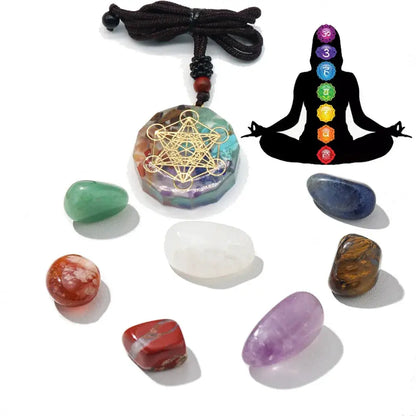 Orgone Pendant Kit 7 Chakra Healing Crystals Stones Metatron Cube Merkaba Orgonite Energy Generator Necklace Spiritual Enhance by All Mart Bristol Ltd