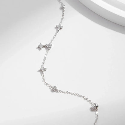 MODIAN Sparkling CZ Bracelet 925 Sterling Silver Delicate Four Leaf Clover Charm Bracelet For Women Fine Jewelry Vacation Gift by All Mart Bristol Ltd