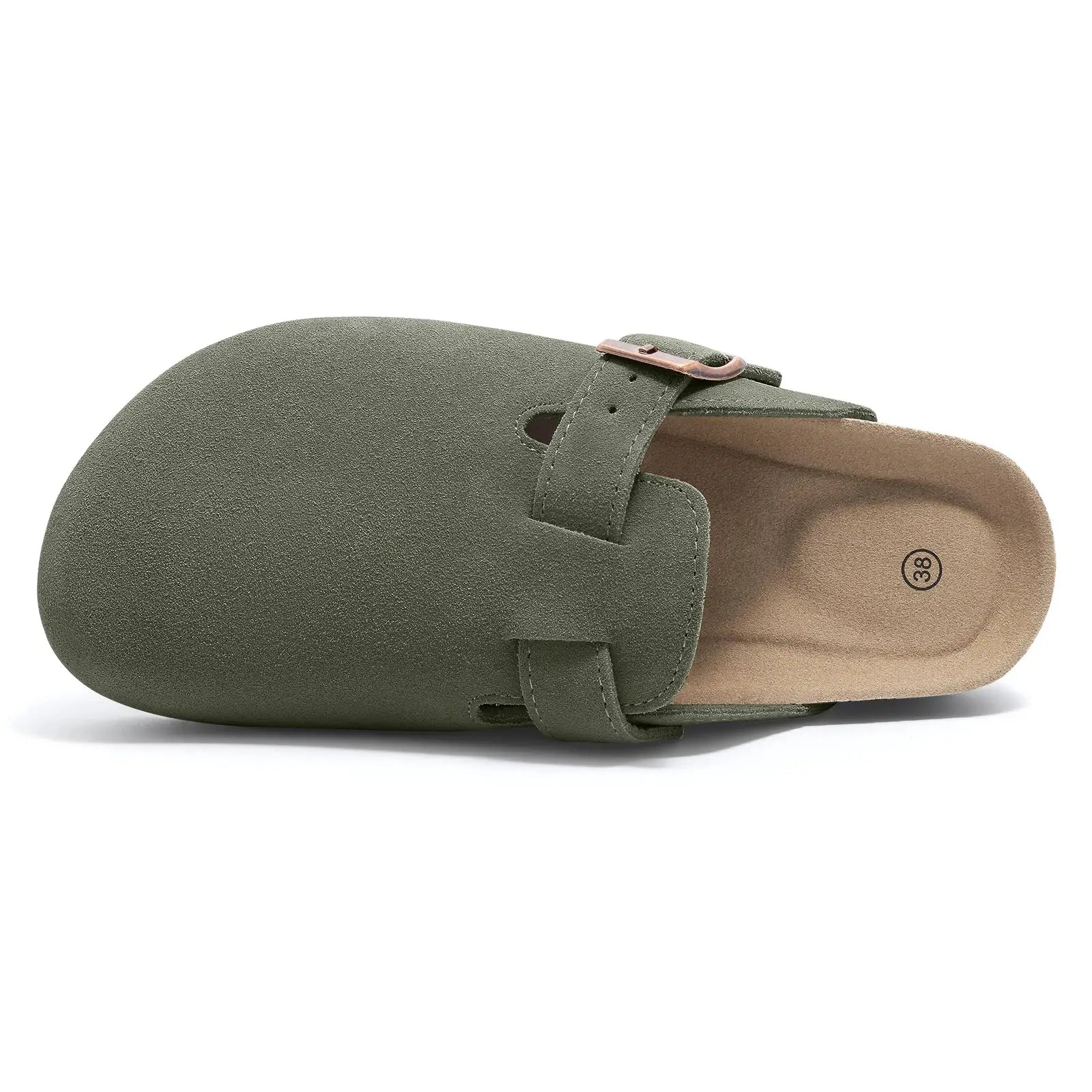 Smile Pop Men's Suede Shoes With Adjustable Back Strap Leather Mules With Cork Flip-Flop Slippers Insoles Slip-On Potato Shoes by All Mart Bristol Ltd