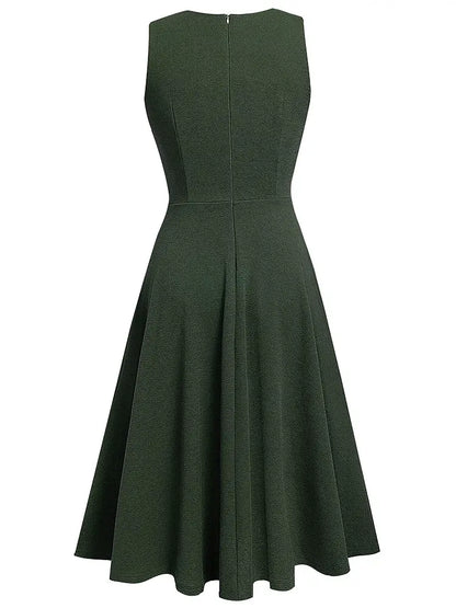 Women Vintage Casual Round Neck A line Summer Elegant Floral Lace Patchwork Sleeveless Tunic Party Swing Dress HA079 by All Mart Bristol Ltd