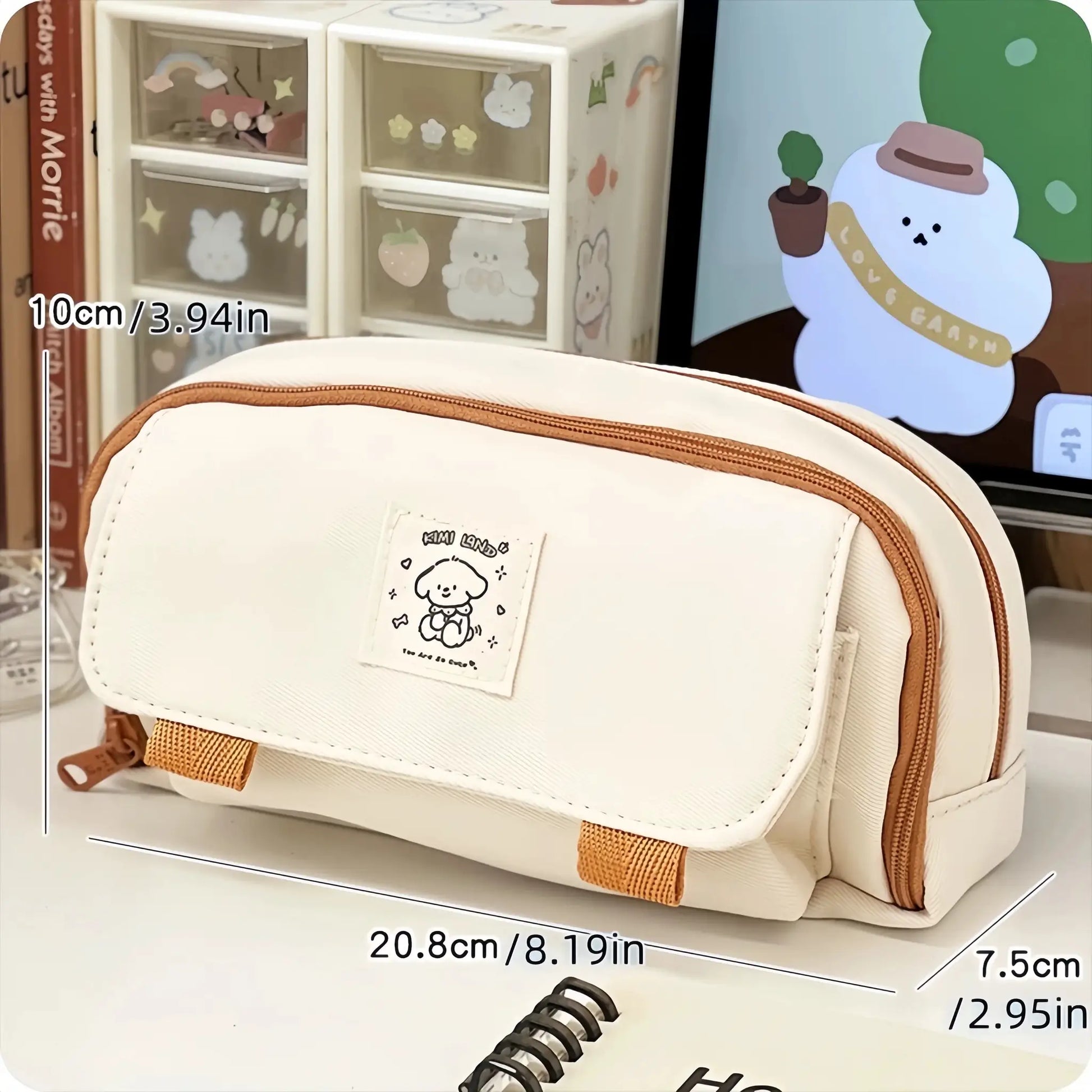 Cartoon Dog Pencil Bag Pen Case 4 Layer Multi Slots Mesh Storage Pouch for Stationery School A7602 by All Mart Bristol Ltd