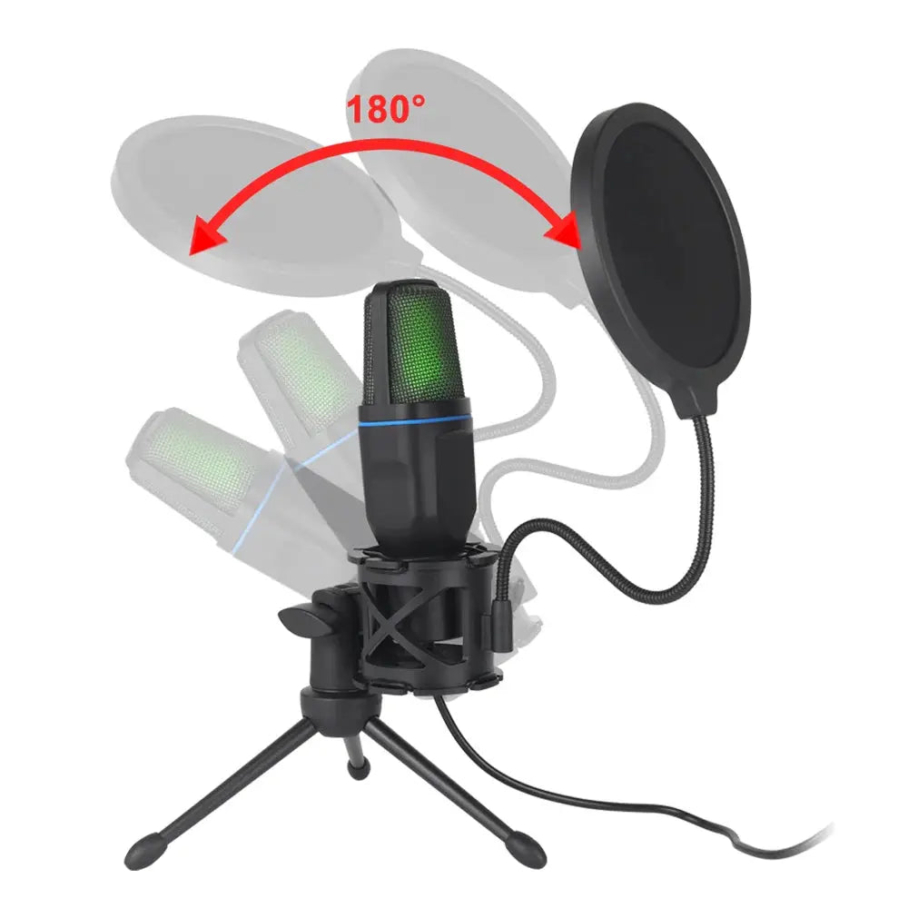 USB Microphone RGB Microfone Condensador Wire Gaming Mic for Podcast Recording Studio Streaming Laptop Desktop PC by All Mart Bristol Ltd